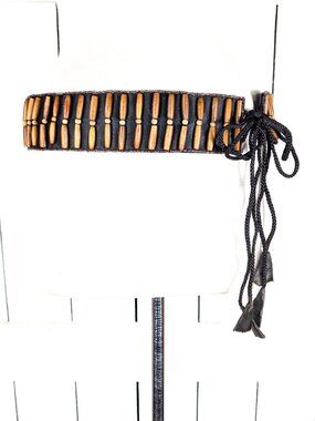 Wood bead sash belt